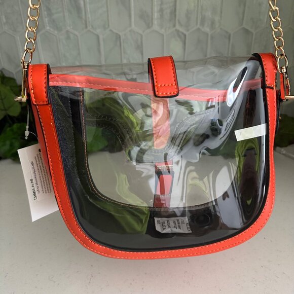 Clear & Orange Crossbody Bag With Gold Chain Strap By UNNI - Picture 3 of 6